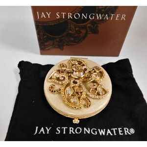 Jay Strongwater Elizabeth Flower Jeweled Swarovski Crystals Dual Mirror Compact